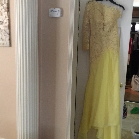 Yellow Formal Sheer Dress - Picture 2 of 4